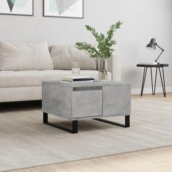 Mesa de centro de sala de estar en hormigón gris y madera multicapa, dimensiones 55x55x36,5 cm
