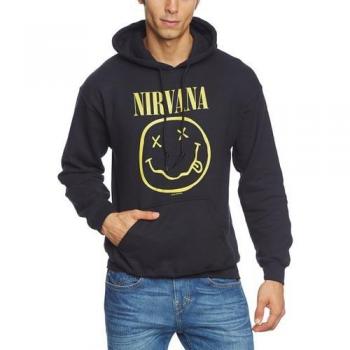 Nirvana Logo Black Hooded Sweatshirt for Men - Sizes S to XXL