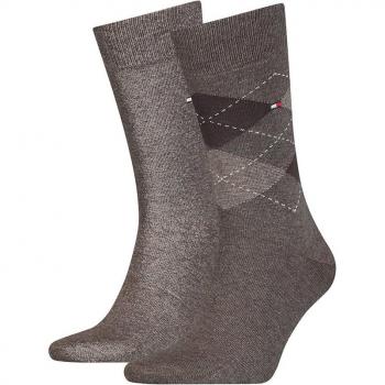 Pack de dos pares de calcetines cortos Tommy Hilfiger para hombre en color topo, talla 39-42