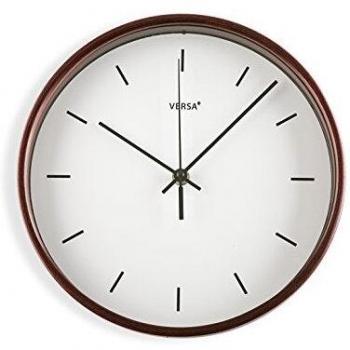 Versa 18560352 Reloj De Pared Blanco, Ø26Cm Diámetro, Madera, Analógico