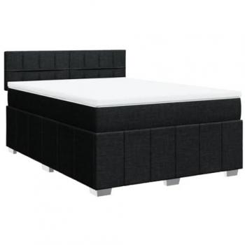Cama Box Spring con colchón de tela negro 160x200 cm