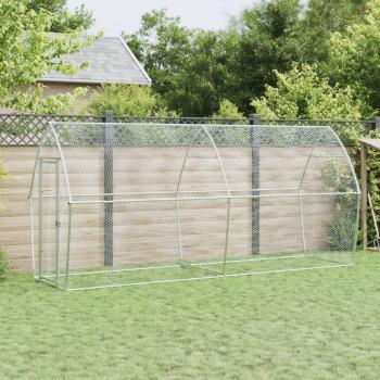 Jaula para pollos de acero galvanizado plateado 400x105x182 cm