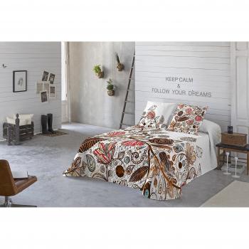 NATURALS Colcha Carmen Fun Blanco / Marrón Cama 180