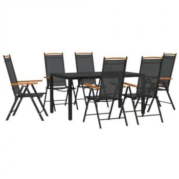 7 Piece Black Aluminum Garden Dining Set