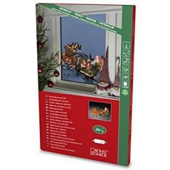 Imagen LED de Ventana Renos y Papá Noel - Decoración Navideña con 20 luces blancas cálidas