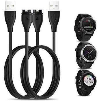 CAVN 2 Pcs Cargador Compatible con Garmin Vivoactive 3 4/Venu/Fenix 6,6S,6X/Forerunner 245/945/935/45 /Instinct/Fenix 5,5S,5X USB Data Sync Cargador Cable de Carga Cable de Alambre