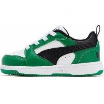 Zapatillas Puma Rebound V6 para niños, blancas y verdes