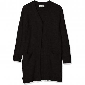 NAME IT Nkfvafia LS Long Knit Card Noos, Chaqueta Punto para Niñas, Negro