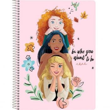 Cuaderno Cuarto 80 hojas con Cuadrículas de 4x4 mm y tapas duras - Princesas Disney