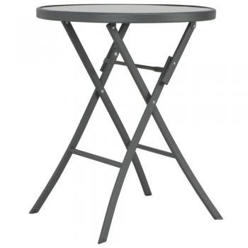 vidaXL Mesa plegable tipo bistró de jardín vidrio y acero 60x70 cm