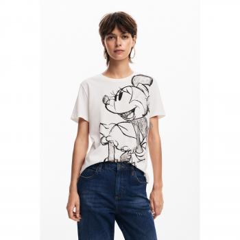 Desigual Women's Mickey Drawing T-Shirt, Regular Fit, White, Size XL