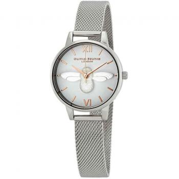 Reloj de Mujer Olivia Burton 3D Bee con Malla Plateada y Esfera Blanca (Ø 30 mm)