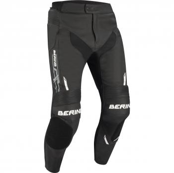 Bering Pantalones de Moto Snap Negro-Blanco - Pantalones de moto de cuero/textil, color negro y blanco, talla L