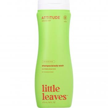 Champú y Gel Limpiador para Niños Attitude Little Leaves Agua de Sandía y Coco, 473 ml