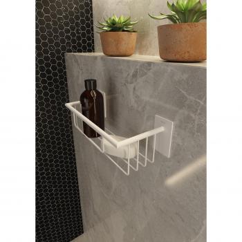 bath Stick Jabonera de Ducha, Metal, Blanco Mate