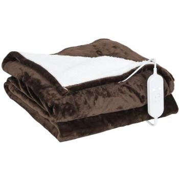 Manta Eléctrica Grande HOMCOM 180x130 cm, Tejido Suave, 10 Niveles de Temperatura, Temporizador, Lavable a Máquina, Pantalla LED, Protección contra Sobrecalentamiento, Color