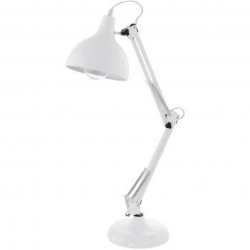 Lámpara de mesa ajustable Eglo Borgillio blanca, 1 bombilla E27, diseño vintage industrial