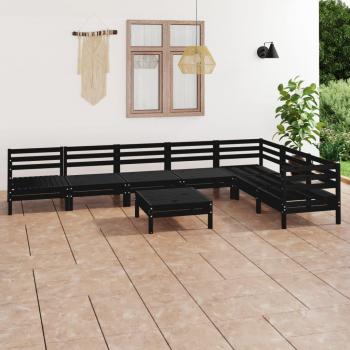 Conjunto de muebles de jardín 8 piezas de madera maciza de pino negro