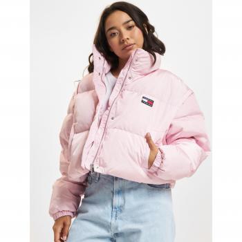 Tommy Jeans Women's Pink Badge Crop Puffer Jacket