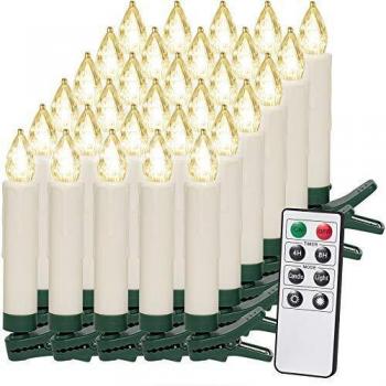 Velas LED para Árbol de Navidad 30 Piezas Blanco Cálido con Control Remoto