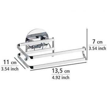 WENKO Turbo-Loc portarrollos acero inox - fijar sin taladrar, Acero inoxidable, 13.5 x 7 x 11 cm, Brillante