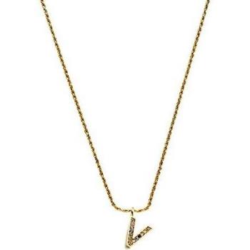 Gargantilla Pertegaz colección INICIALES mujer 41 cm. metal bañado oro colgante inicial V 1.5 cm.
