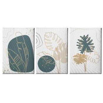 Impresión sobre Lienzo Flores 12 - Poliéster Verde, Beige y Blanco, 130x3x60 cm
