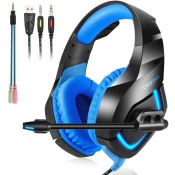 Auriculares Gaming, KIPOOH Gaming Headset con Micrófono 3,5mm Ultra-livianos Estéreo Deep Bass LED intermitente para el nuevo Xbox one PS4 PC portátil iPad
