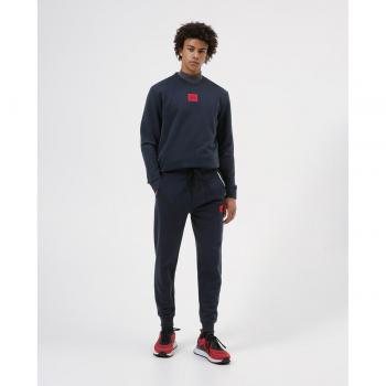 HUGO Doak212 Pantalones de Chándal para Hombre en Algodón Marino con Parche de Logo Rojo