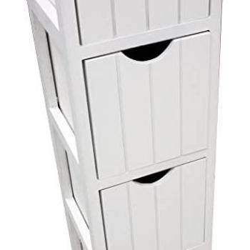 Cajonera Vertical Estrecha Blanca de Madera con 3 Cajones para Espacios Reducidos