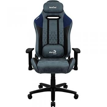 Aerocool Duke Silla Gaming, AeroSuede Transpirable, Respaldo Ajustable, Negro, Azul