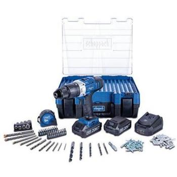 Taladro Percutor Scheppach DTB20-20PRO S 20V con Doble Batería y 206 Accesorios