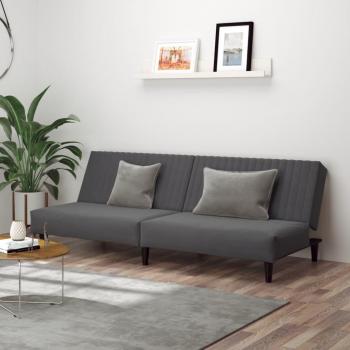 Dark Grey Velvet 2-Seater Sofa Bed