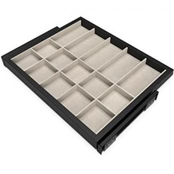 Kit de cajón organizador y bastidor de guías con cierre suave para armario, regulable, módulo 600mm, negro texturizado y gris piedra