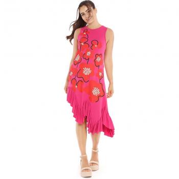 Mamatayoe - Vestido fluido sin mangas y con bajo asimétrico Passiflora para Mujer, Rosa