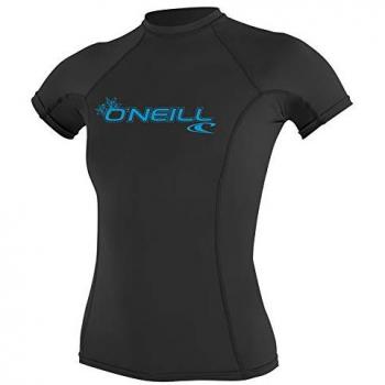 Camiseta de Neopreno O'Neill Basic Skins para Mujer, Manga Corta, Protección UV, Color Negro/Azul, Talla M
