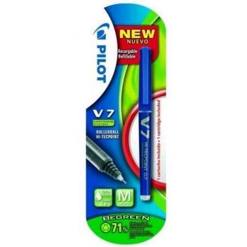 Bolígrafo tinta líquida recargable color azul + recambios