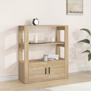 Aparador de Madera Contrachapada Color Roble Sonoma 80x30x90 cm - Mueble de Almacenaje de Salón con Armarios, Puertas y Cajón, Buffet Moderno, Armario Auxiliar y
