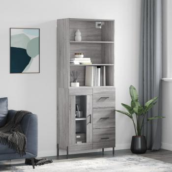 Aparador alto de madera contrachapada gris Sonoma 69,5x34x180 cm