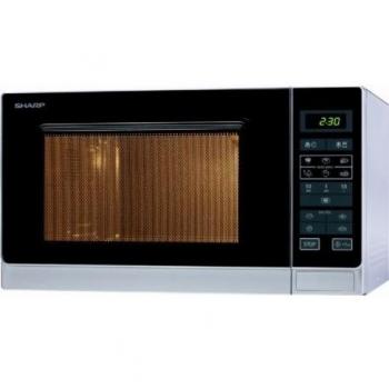 Microondas Sharp R342INW de 25 Litros, Control Táctil, 900W con 11 Niveles de Potencia y 8 Funciones Automáticas de Cocción en Color Plata