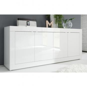 Aparador de diseño lacado blanco brillante 4 puertas 207 cm LATTE
