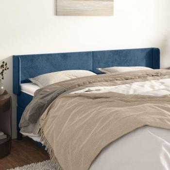 Cabecero de terciopelo azul oscuro 203x16x78/88 cm vidaXL - Azul