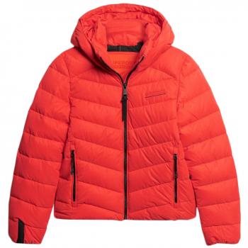 Chaqueta Acolchada de Microfibra para Mujer con Capucha en Rojo Sostenible