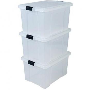 Amazon Basics SK-700 Cajas de Almacenamiento Robusto con Cierre Power Box, 68L, 3
