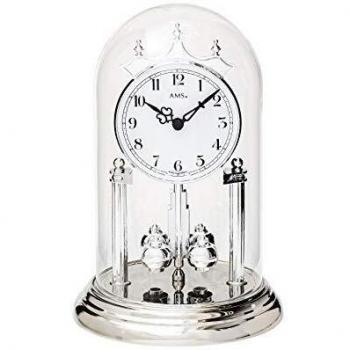 Reloj de mesa AMS 1206 con diseño elegante en color plata