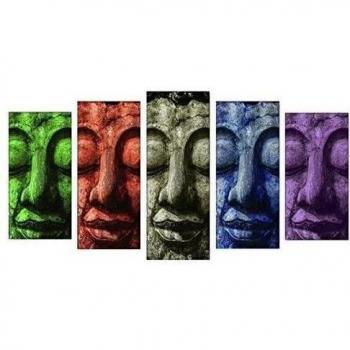 DekoArte - Cuadro moderno en lienzo Buda colores 150x80cm
