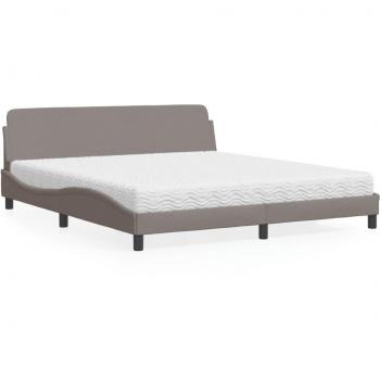 Cama con colchón Tortorora 180x200 cm en tela gris taupe Vidaxl