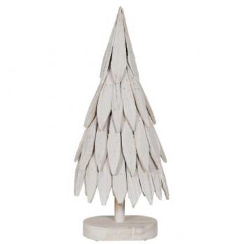 Árbol de Navidad Decorativo Blanco de Madera de Paulonia 26 x 18 x 70 cm
