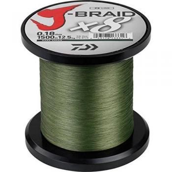 Daiwa J- Braid X8, verde oscuro, 0.28mm, 26.5kg / 58.0lbs, 1500m - sedal de pesca trenzada redonda