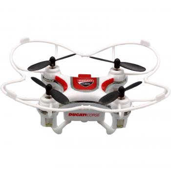 Ducati Corse – Mini Drone de Tres velocidades Flip & Rolls - con protección para hélices integrada y radiocomando Bianco